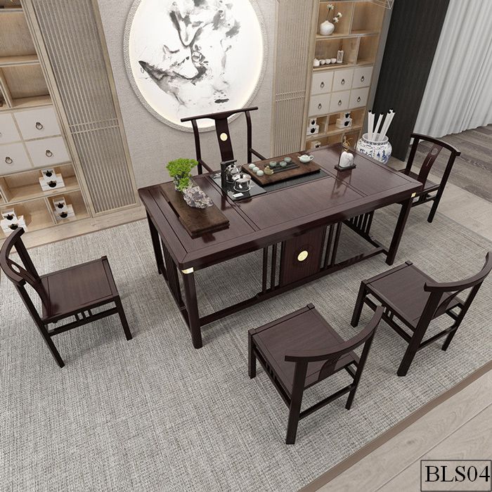 Bàn làm việc gỗ kết hợp bàn trà BLS04