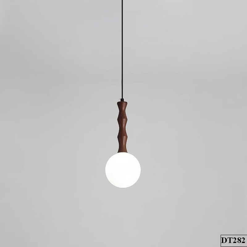 Đèn thả thủy tinh đui gỗ đơn giản Hinta DT282