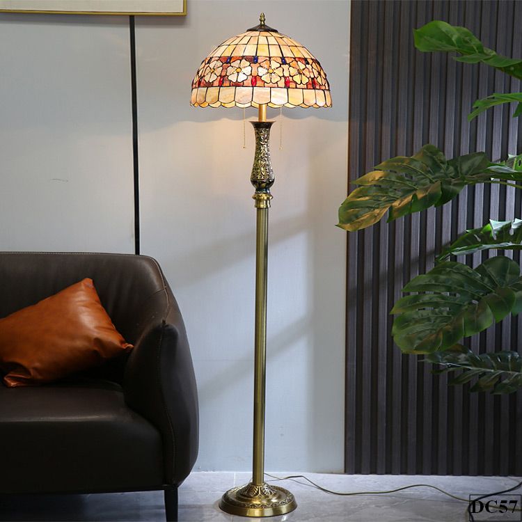 Đèn cây sofa cao cấp bằng đồng Tiffany Tyta DC57| Cao 160cm, Chao ĐK 46cm