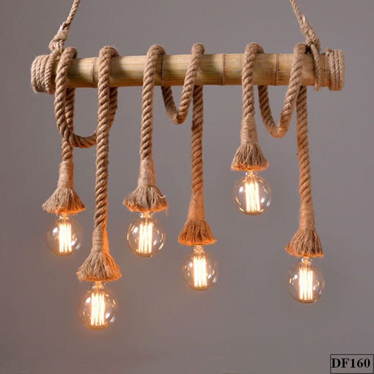 Đèn thả ống tre dây thừng 10 bóng Barope DF160