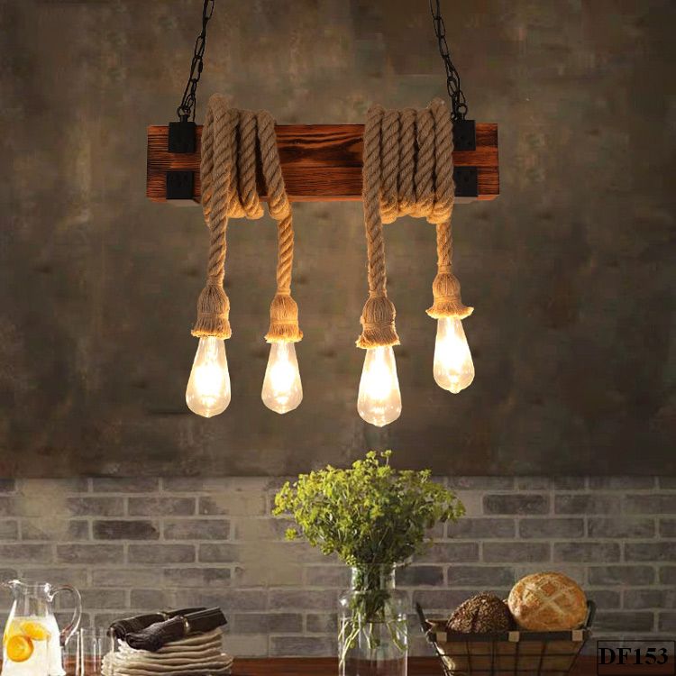 Đèn thả quấn thanh gỗ 3 bóng Wusta DF153