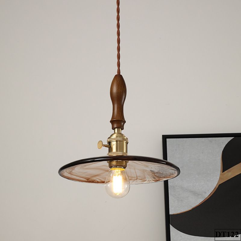 Đèn thả thuỷ tinh đui gỗ đẹp Glaspy DT122