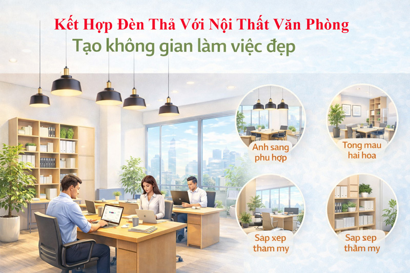 Kết hợp đèn thả văn phòng với nội thất – Tạo không gian làm việc đẹp và hài hòa 1 Kết hợp đèn thả văn phòng với nội thất – Tạo không gian làm việc đẹp và hài hòa